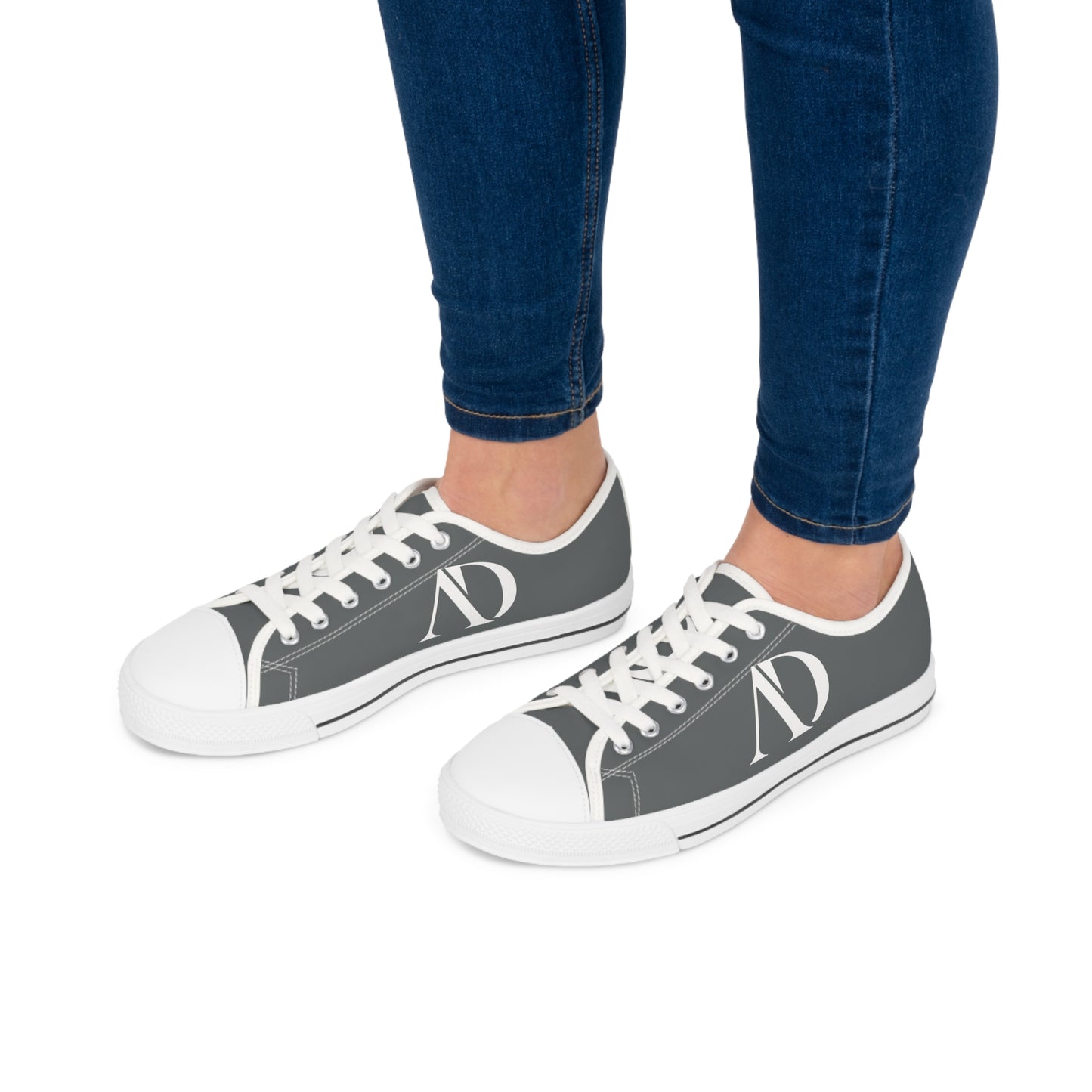 DeCrypt De Classic™ Grey on White Low Top Sneakers For Women